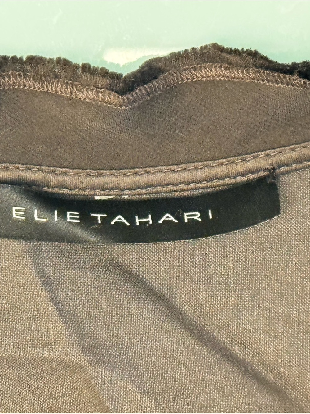 Elie Tahari Dark Olive Green Linen Blend Zip Utility Dress Trench Style Size 8 - Picture 2 of 13